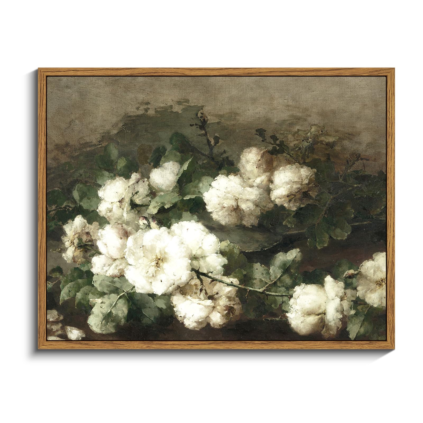 InSimSea Framed Canvas Wall Art Vintage Decor, Landscape Wall Art, Meadow with Flowers Art, Modern Farmhouse Decor, Cottagecore Bedroom Bathroom Office Decorations, 24"x36"
