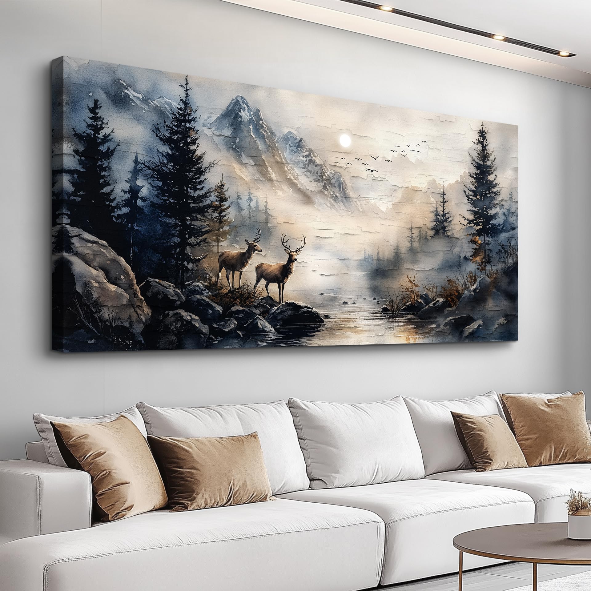 ERQINHUA Canvas Wall Art For Bedroom Wall Decorations For Living Room Modern Office Wall Decor Abstract Watercolour Painting Mountain Landscape Pictures Printed Artwork Home Decor 20"X40"