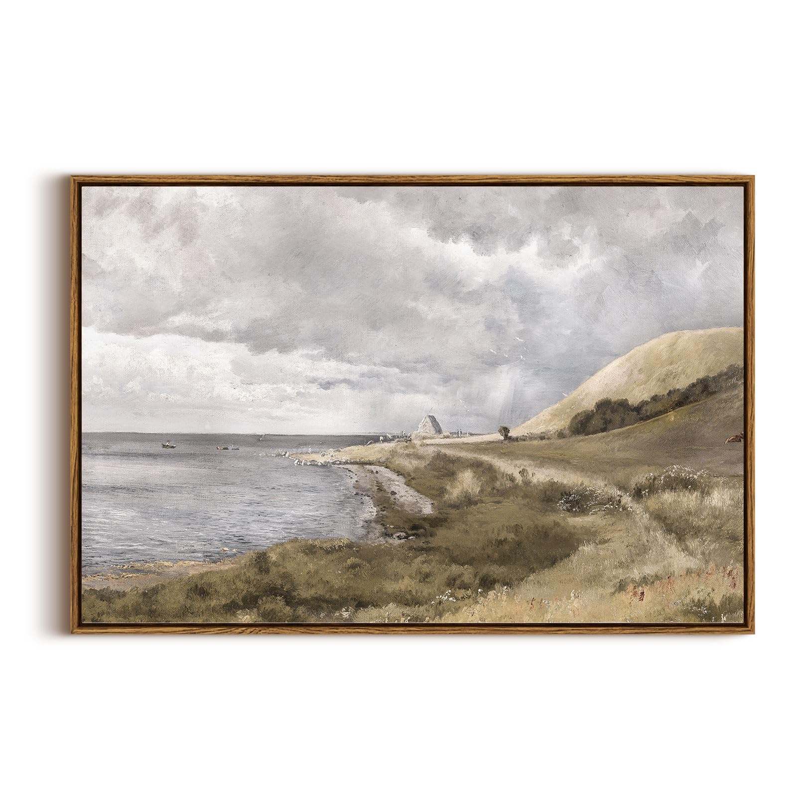 InSimSea Framed Canvas Wall Art Vintage Decor, Landscape Wall Art, Meadow with Flowers Art, Modern Farmhouse Decor, Cottagecore Bedroom Bathroom Office Decorations, 24"x36"