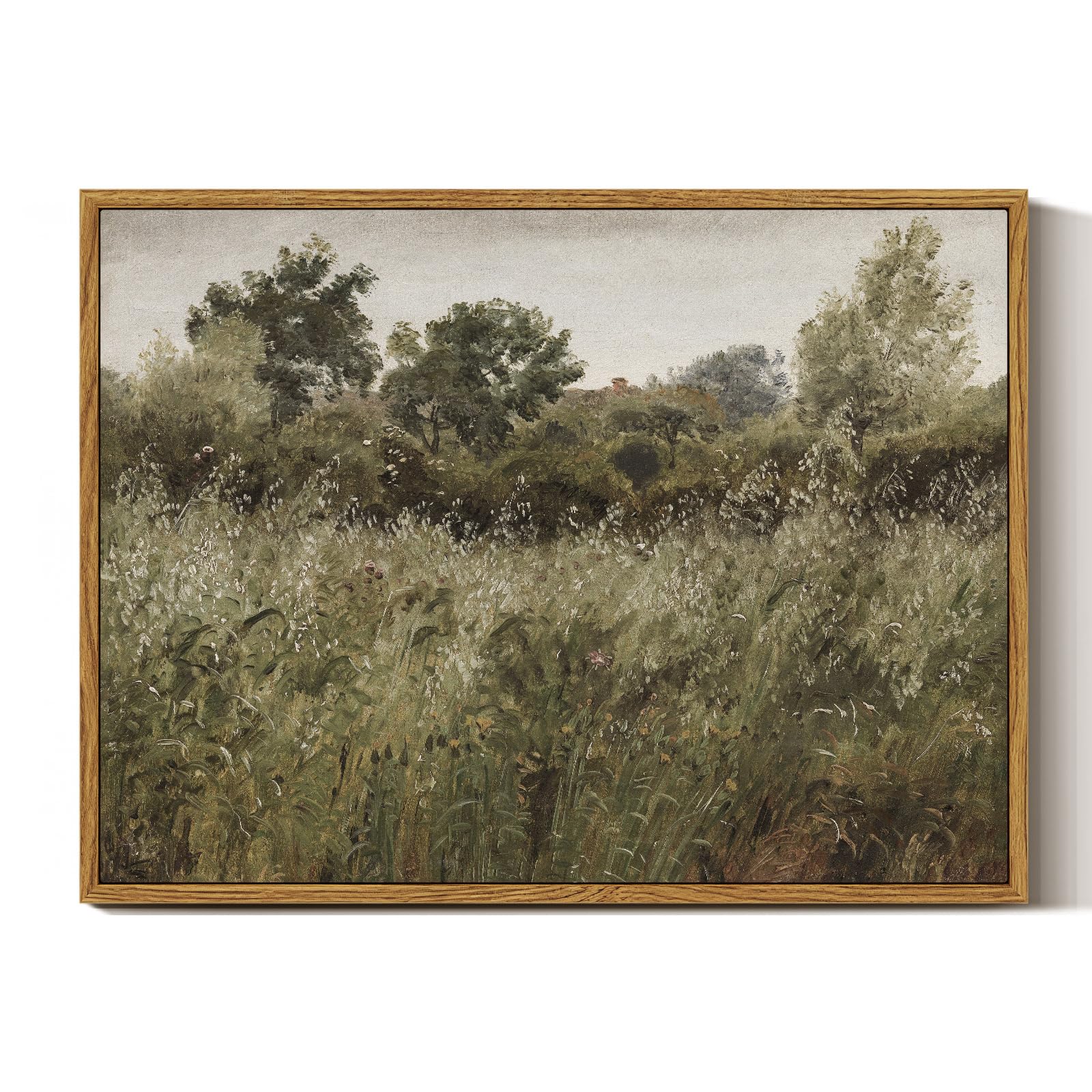 InSimSea Framed Canvas Wall Art Decor, Vintage Natue Landscape Art, Country Wilderness Painting Picture, Retro Decor for Bedroom Living Room, Office, Bathroom, Hallway, Room,12"x16"