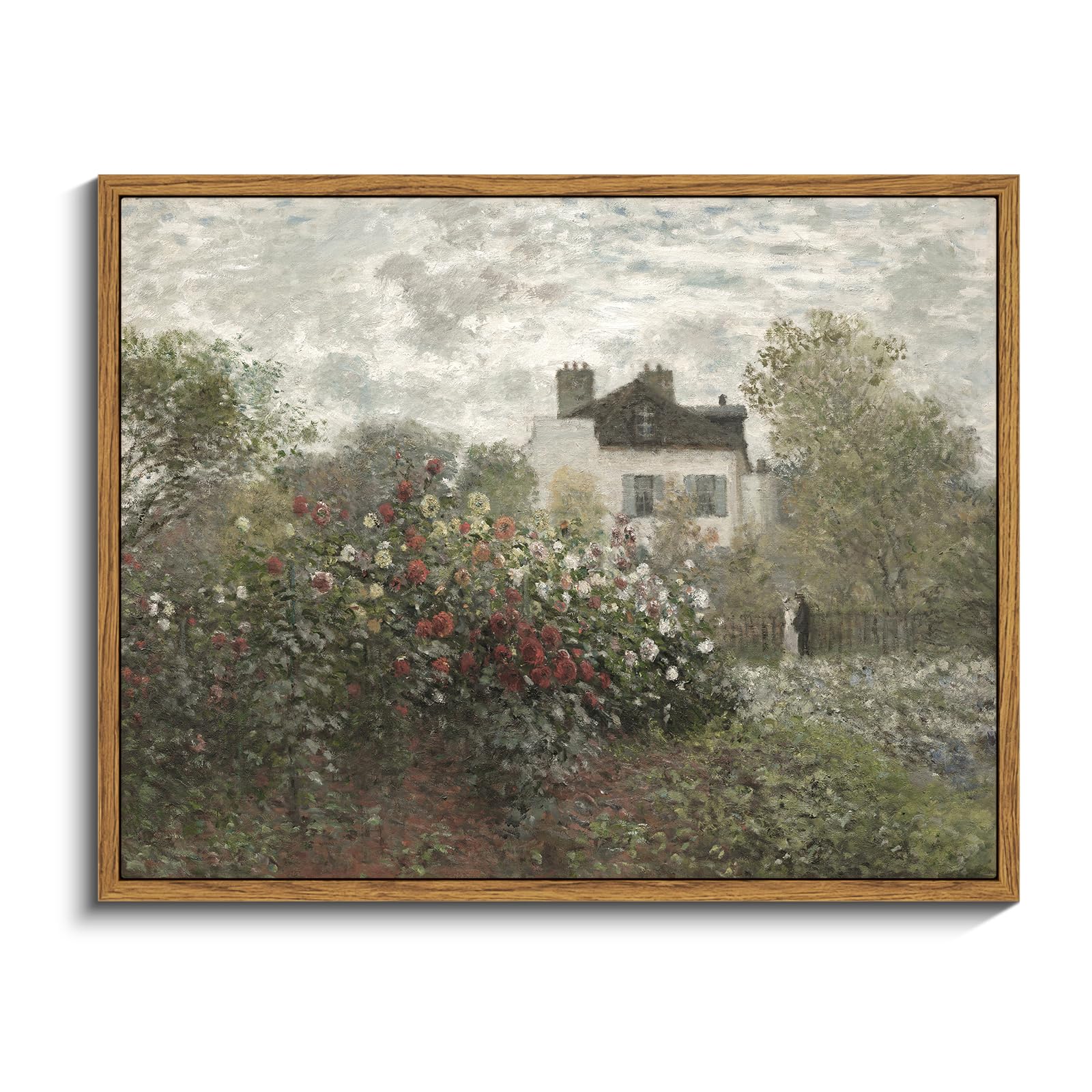 InSimSea Framed Canvas Wall Art Vintage Decor, Landscape Wall Art, Meadow with Flowers Art, Modern Farmhouse Decor, Cottagecore Bedroom Bathroom Office Decorations, 24"x36"