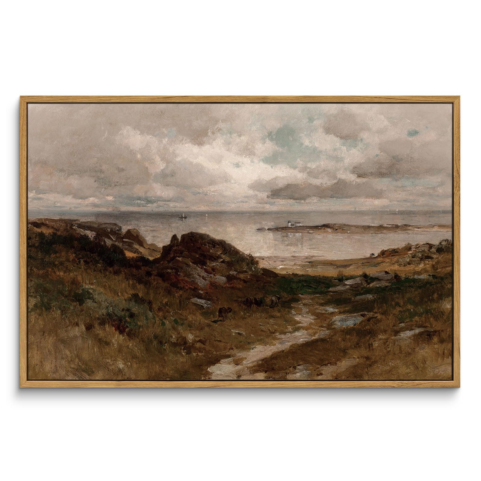InSimSea Framed Canvas Wall Art Decor, Vintage Natue Landscape Art, Country Wilderness Painting Picture, Retro Decor for Bedroom Living Room, Office, Bathroom, Hallway, Room,12"x16"