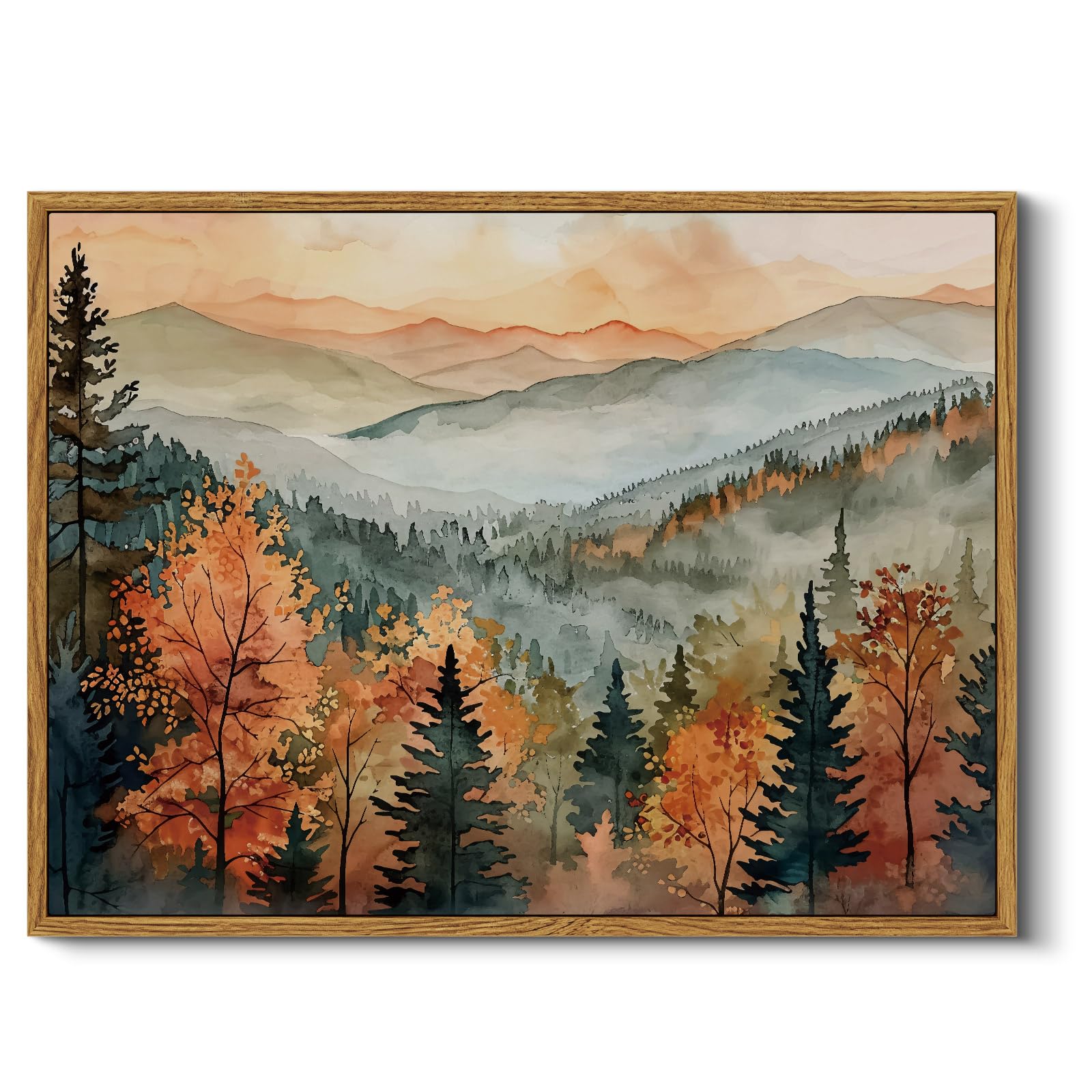 InSimSea Framed Canvas Wall Art Decor, Vintage Natue Landscape Art, Country Wilderness Painting Picture, Retro Decor for Bedroom Living Room, Office, Bathroom, Hallway, Room,12"x16"