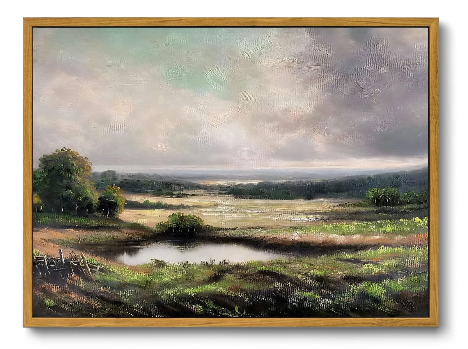 OIQArtOIQ Framed Canvas Wall Art,Vintage Decor,Landscape Nature Country Wildflower Paintings Farmhouse Pictures Modern Artwork Rustic Fall Flower Prints Cottagecore Office Living Room Bedroom Bathroom