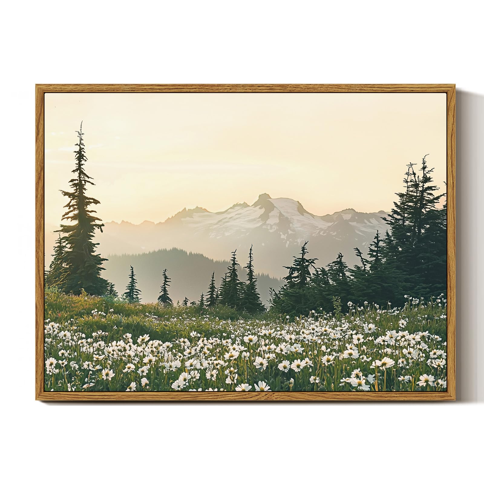 InSimSea Framed Canvas Wall Art Decor, Vintage Natue Landscape Art, Country Wilderness Painting Picture, Retro Decor for Bedroom Living Room, Office, Bathroom, Hallway, Room,12"x16"