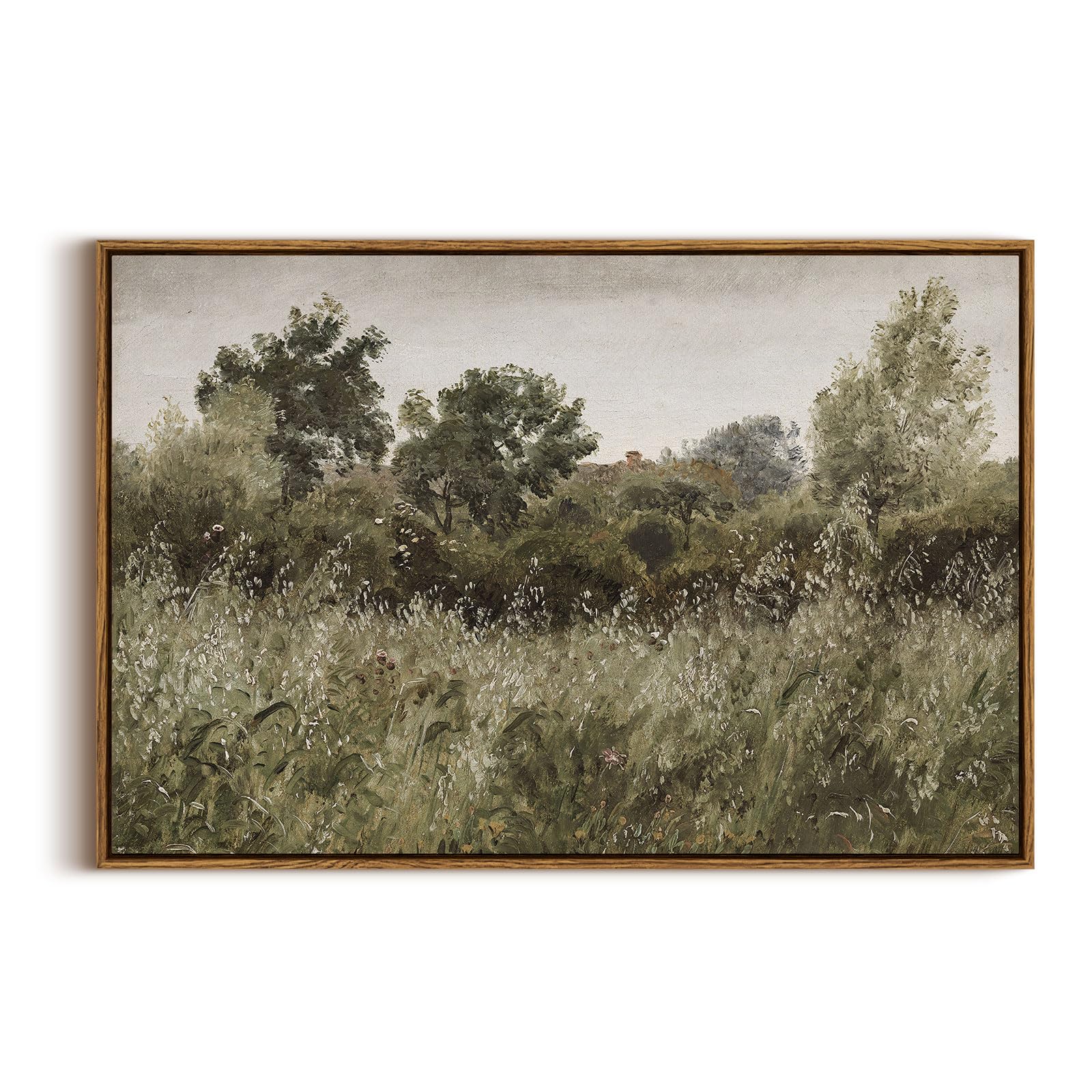 InSimSea Framed Canvas Wall Art Decor, Vintage Natue Landscape Art, Country Wilderness Painting Picture, Retro Decor for Bedroom Living Room, Office, Bathroom, Hallway, Room,12"x16"