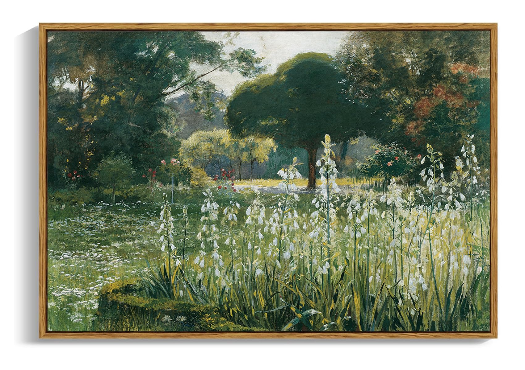 OIQArtOIQ Framed Canvas Wall Art,Vintage Decor,Landscape Nature Country Wildflower Paintings Farmhouse Pictures Modern Artwork Rustic Fall Flower Prints Cottagecore Office Living Room Bedroom Bathroom