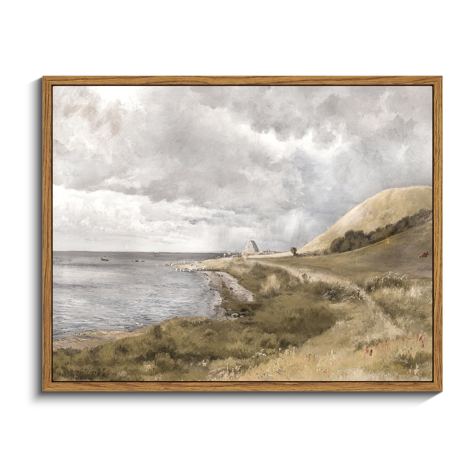 InSimSea Framed Canvas Wall Art Vintage Decor, Landscape Wall Art, Meadow with Flowers Art, Modern Farmhouse Decor, Cottagecore Bedroom Bathroom Office Decorations, 24"x36"