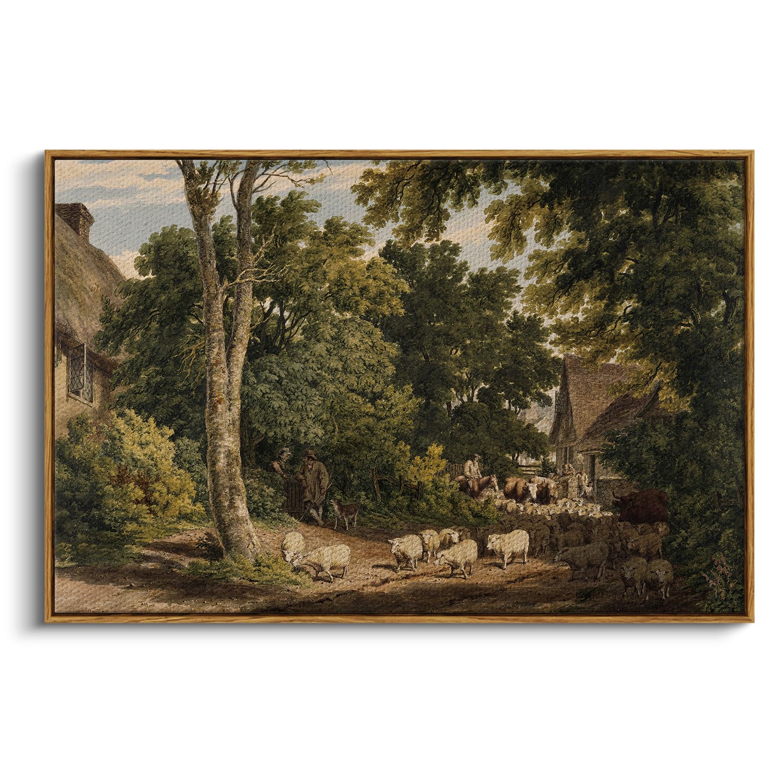 InSimSea Framed Canvas Wall Art Decor, Vintage Natue Landscape Art, Country Wilderness Painting Picture, Retro Decor for Bedroom Living Room, Office, Bathroom, Hallway, Room,12"x16"