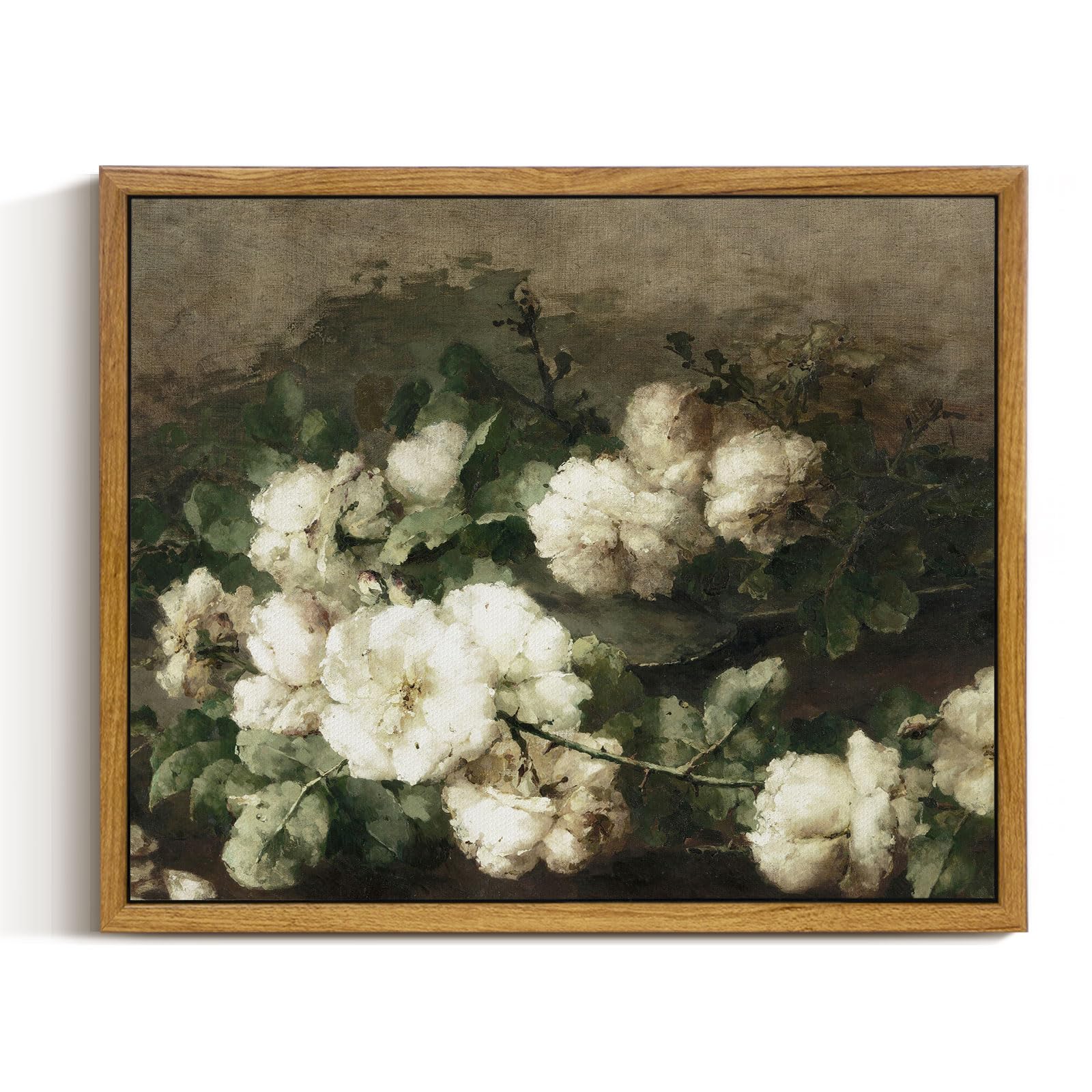 InSimSea Framed Canvas Wall Art Vintage Decor, Landscape Wall Art, Meadow with Flowers Art, Modern Farmhouse Decor, Cottagecore Bedroom Bathroom Office Decorations, 24"x36"