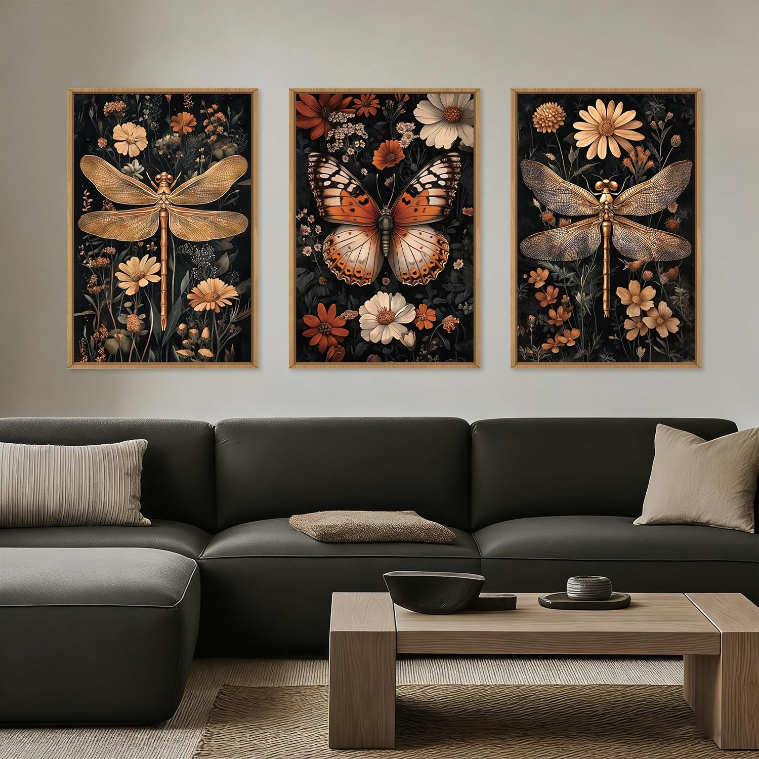 Abstract Natural Landscape Framed Canvas Wall Art Set, Watercolor Tan Green Beige Wall Decor, Minimalist Neutral Modern Scenery Artwork for Living Room, Bedroom,Farmhouse- 40"x20"x1