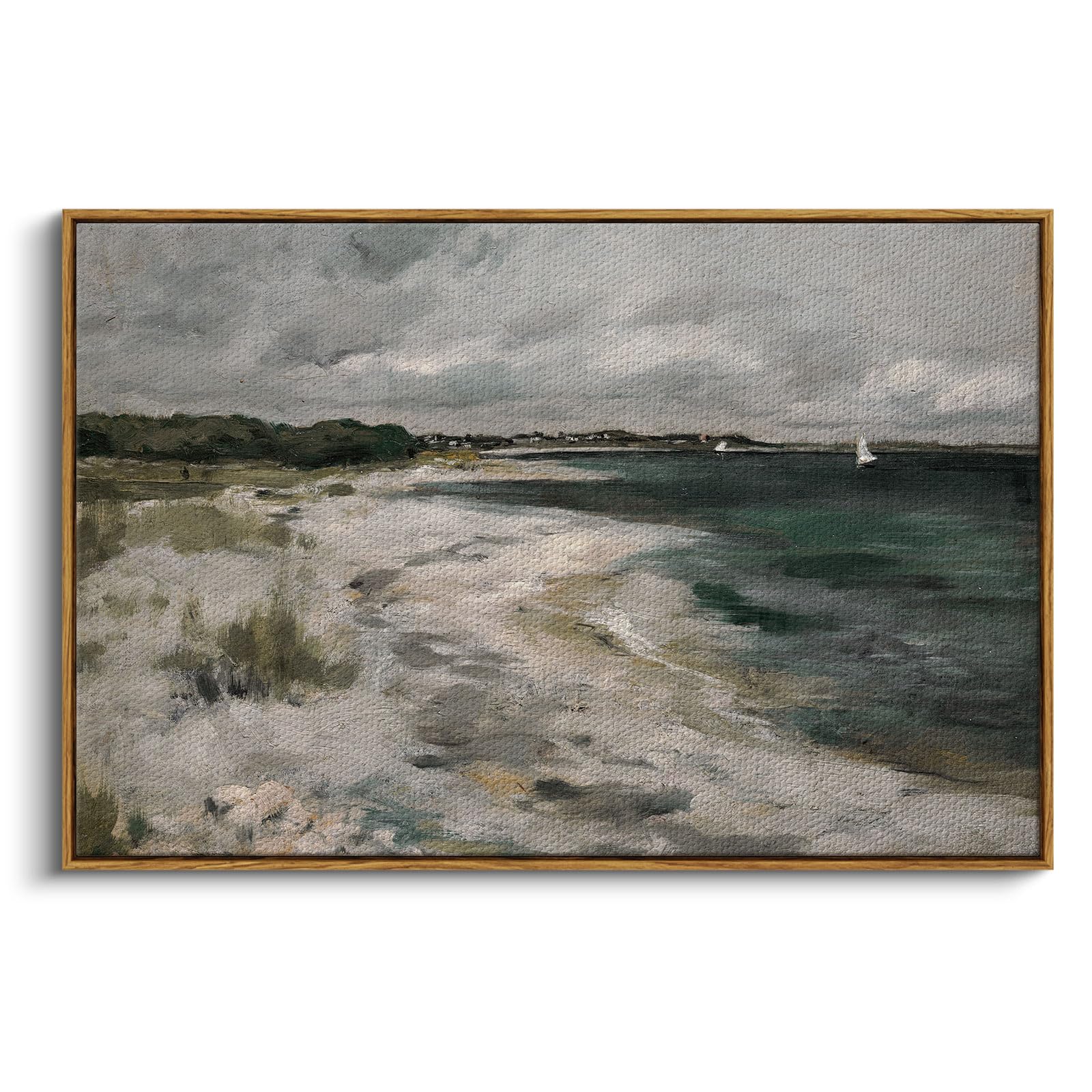 InSimSea Framed Canvas Wall Art Vintage Decor, Landscape Wall Art, Meadow with Flowers Art, Modern Farmhouse Decor, Cottagecore Bedroom Bathroom Office Decorations, 24"x36"