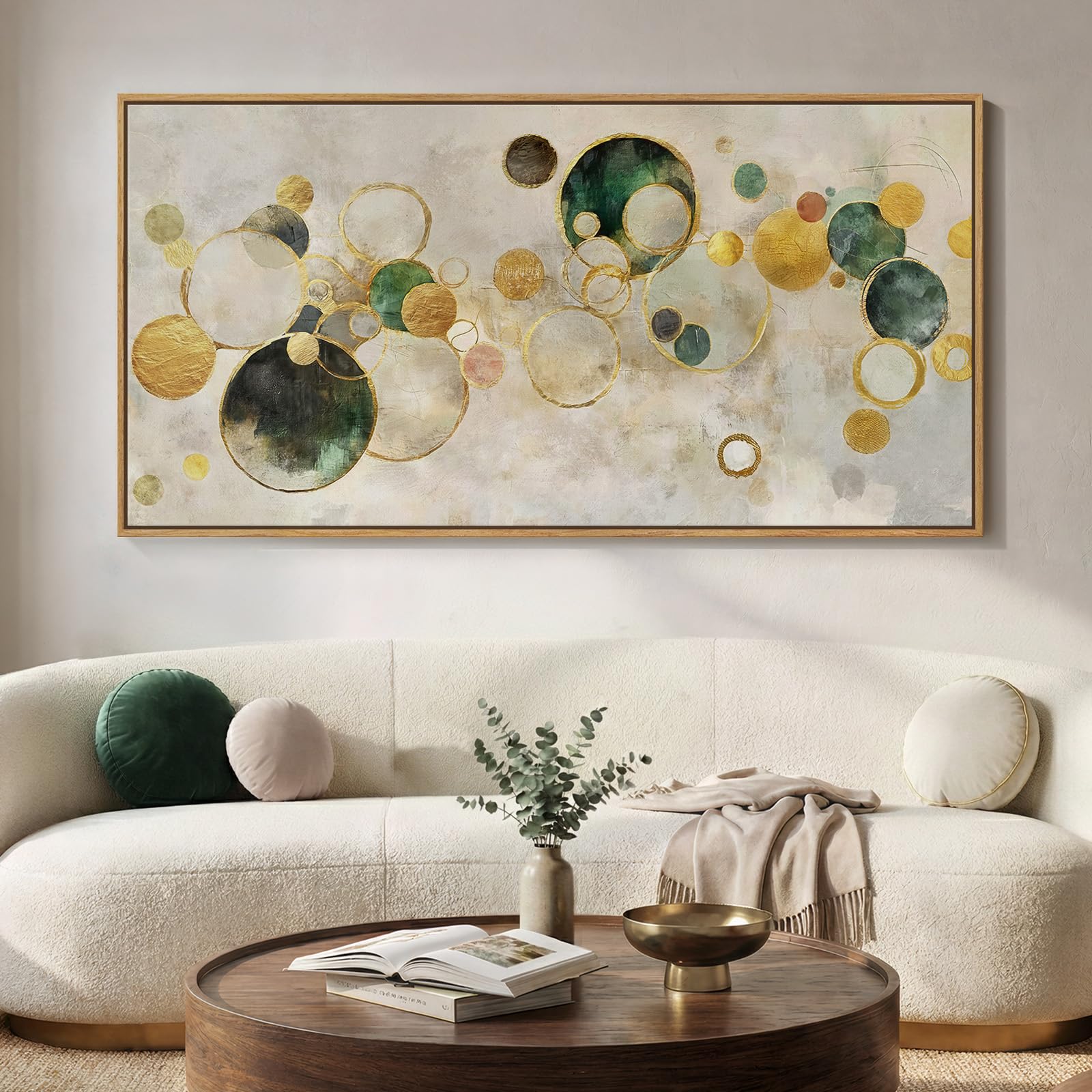 Large Framed Rustic Canvas Wall Art for Living Room, Brown Modern Abstract Landscape Prints Paintings Artwork for Walls, Horizontal Nature Pictures Wall Decor for Bedroom, Office, Farmhouse 30x60 In