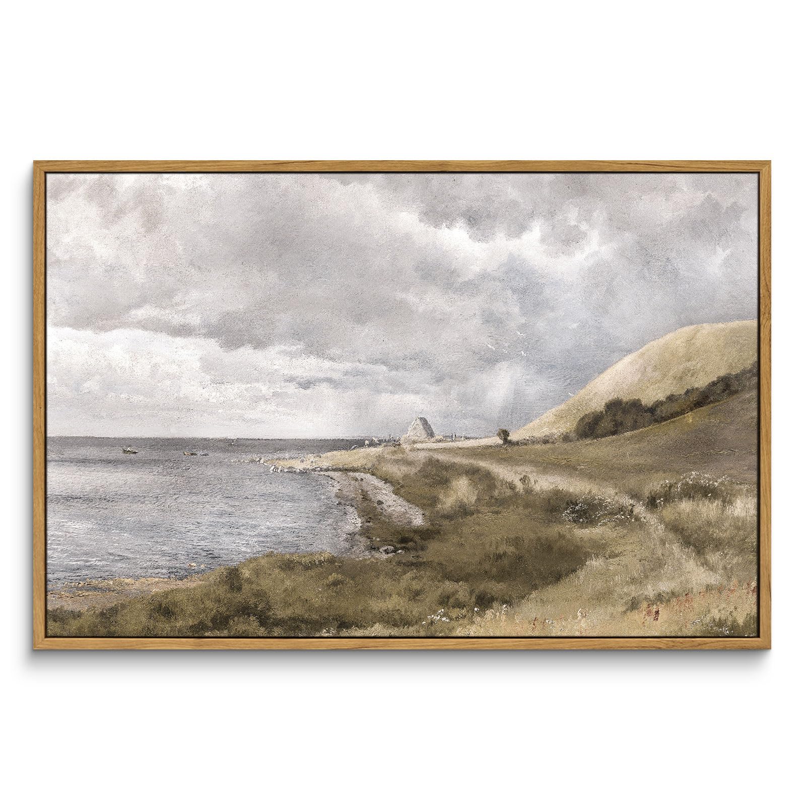 InSimSea Framed Canvas Wall Art Vintage Decor, Landscape Wall Art, Meadow with Flowers Art, Modern Farmhouse Decor, Cottagecore Bedroom Bathroom Office Decorations, 24"x36"
