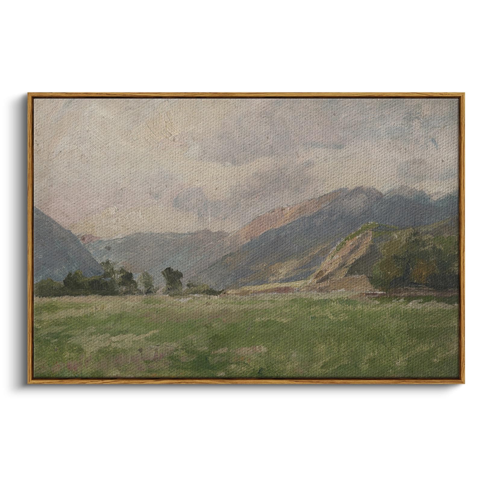 InSimSea Framed Canvas Wall Art Vintage Decor, Landscape Wall Art, Meadow with Flowers Art, Modern Farmhouse Decor, Cottagecore Bedroom Bathroom Office Decorations, 24"x36"