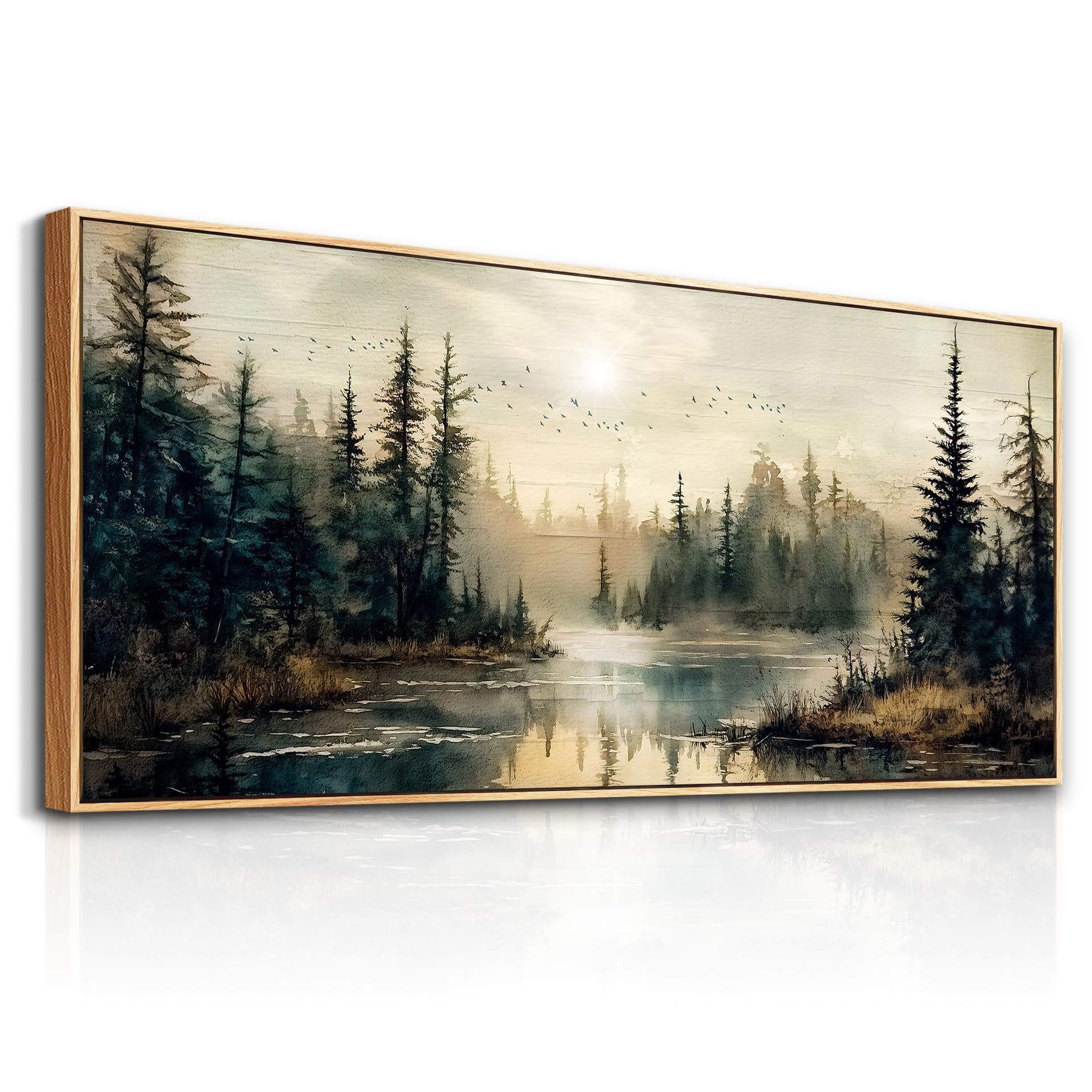 FUHAIHUA Canvas Wall Art For Living Room Large Wall Decor For Bedroom Modern Office Wall Decorations Forest River Landscape Paintings Farmhouse Pictures Artwork Room Aesthetic Home Decor 20x40 In